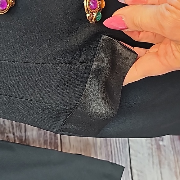 VINTAGE 80'S SHASHA BLACK DOUBLE BREASTED LONG SLEEVE DRESS - Picture 4 of 16